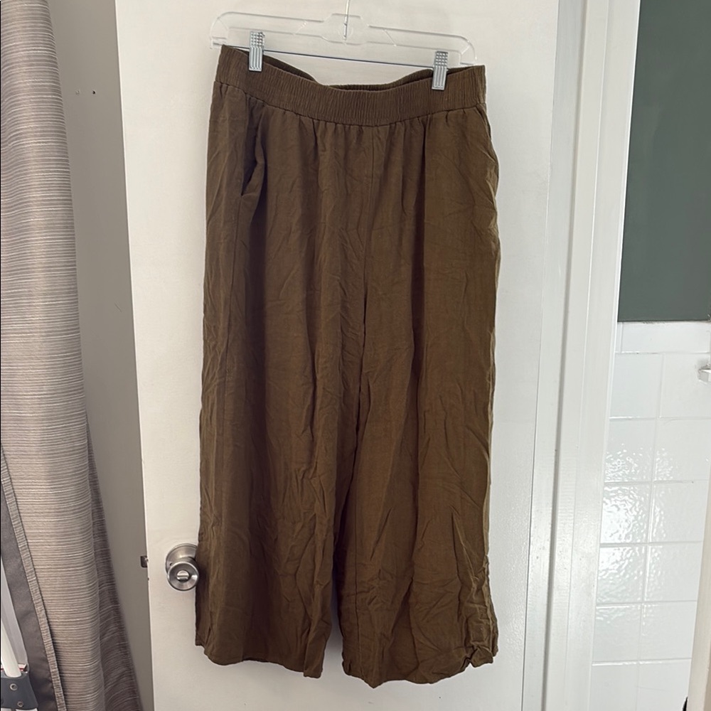 Olive Green Women's Wide-Leg Pants